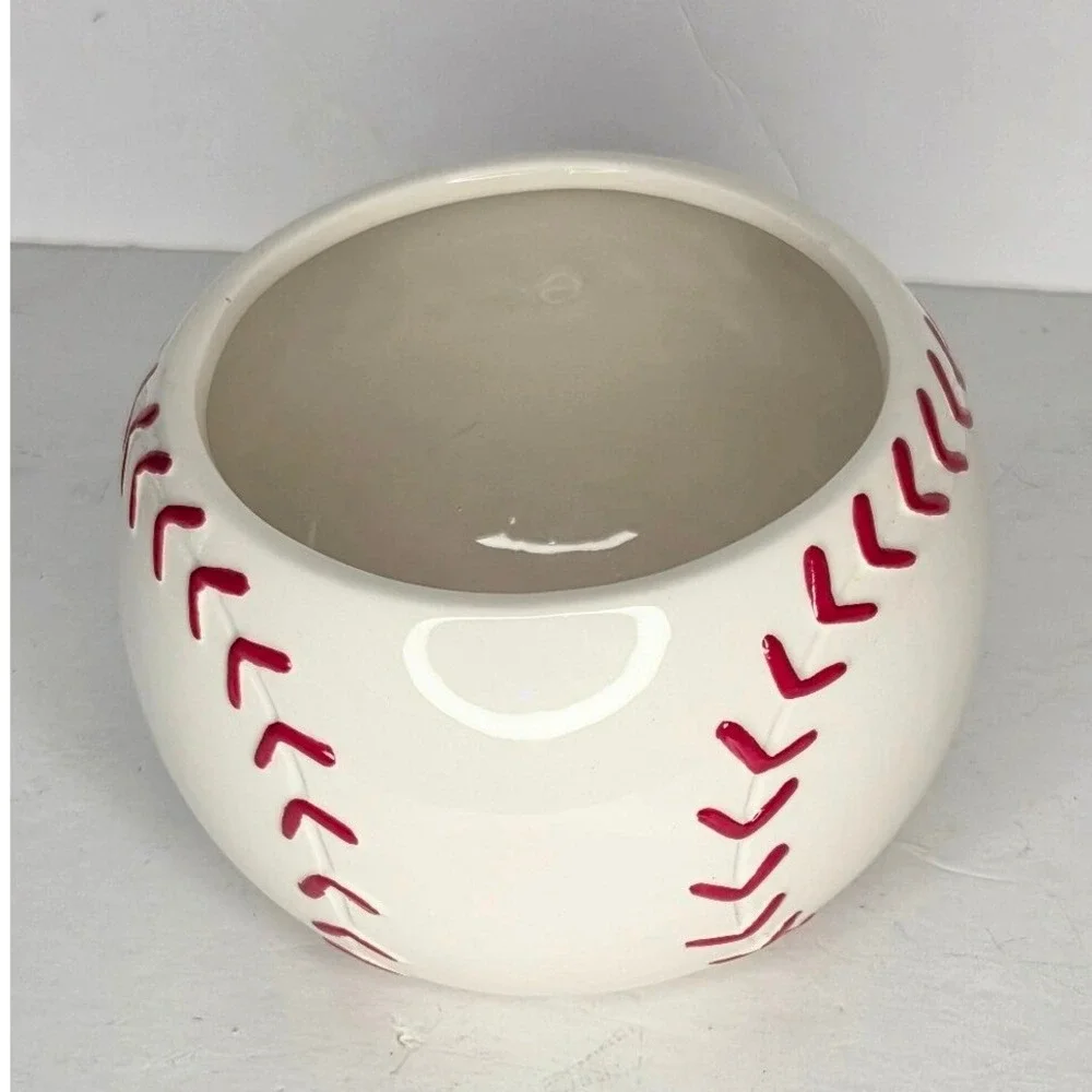 Baseball Ceramic‎ Planter Vase with Red Stitching July 4th Child Sports Room